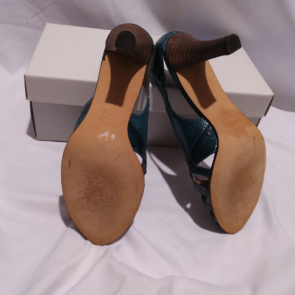 Green snake skin heels